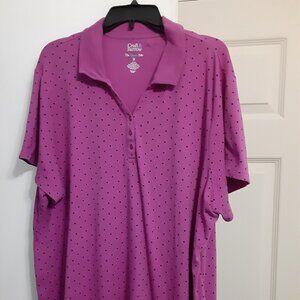 Womens Croft & Barrow Sz 3X Collar Short Sleeve Shirt Polka Dot Polo Shirt